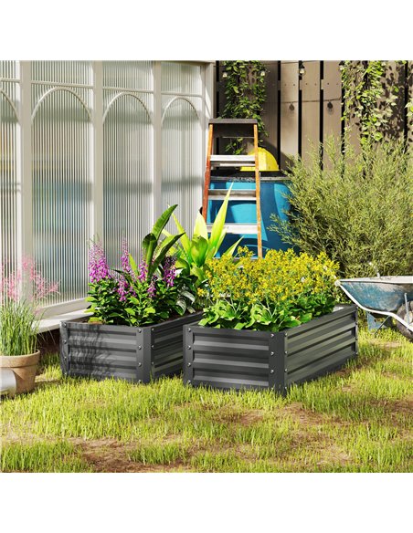 Outsunny Set of Two 110 x 50cm Steel Planter Boxes -  Light Grey - pic 178234 | FastDaddyshop