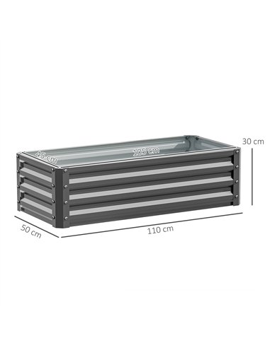 Outsunny Set of Two 110 x 50cm Steel Planter Boxes -  Light Grey