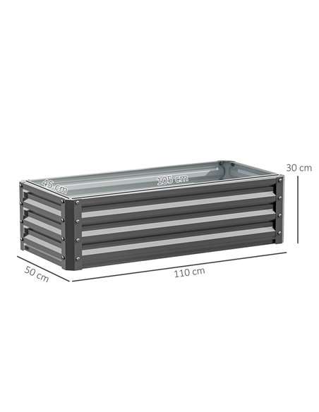 Outsunny Set of Two 110 x 50cm Steel Planter Boxes -  Light Grey - pic 178235 | FastDaddyshop