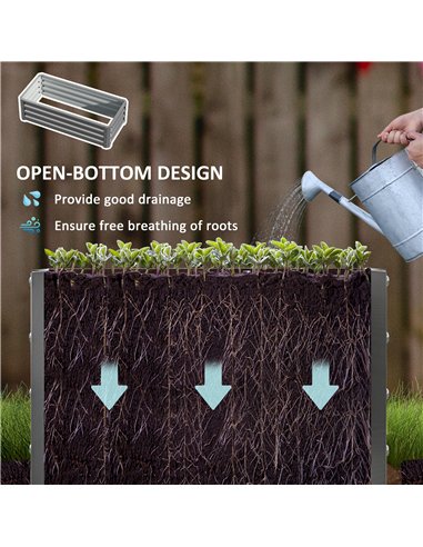 Outsunny Set of Two 110 x 50cm Steel Planter Boxes -  Light Grey