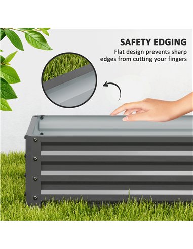 Outsunny Set of Two 110 x 50cm Steel Planter Boxes -  Light Grey