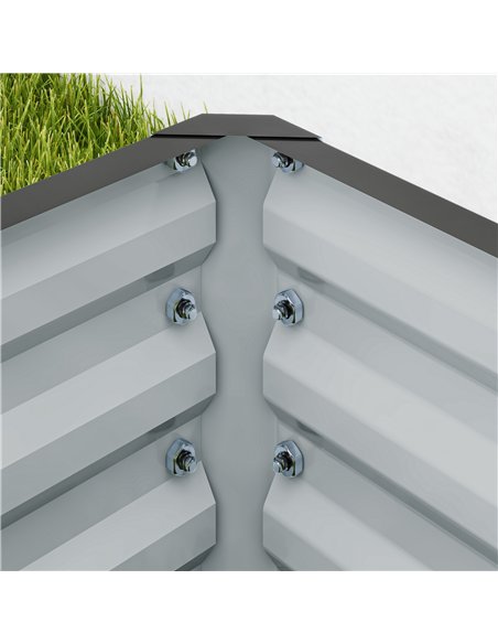 Outsunny Set of Two 110 x 50cm Steel Planter Boxes -  Light Grey - pic 178241 | FastDaddyshop