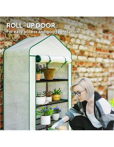 Outsunny Four-Tier Mini Greenhouse, with Reinforced Plastic Cover