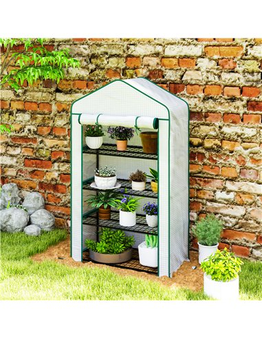 Outsunny Four-Tier Mini Greenhouse, with Reinforced Plastic Cover