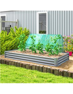 Outsunny 240 x 120cm Galvanised Steel Open Planter - Silver 2