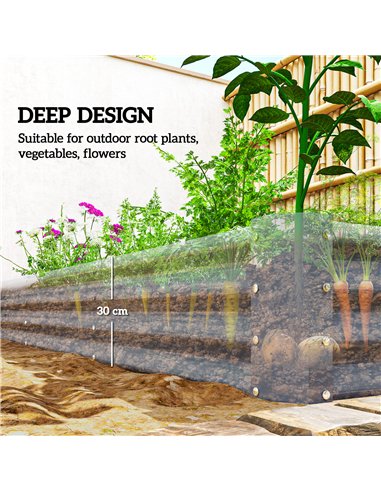Outsunny 240 x 120cm Galvanised Steel Open Planter - Silver
