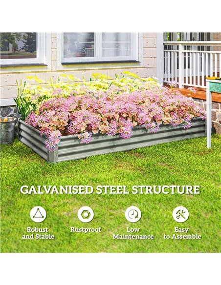 Outsunny 240 x 120cm Galvanised Steel Open Planter - Silver - pic 178255 | FastDaddyshop