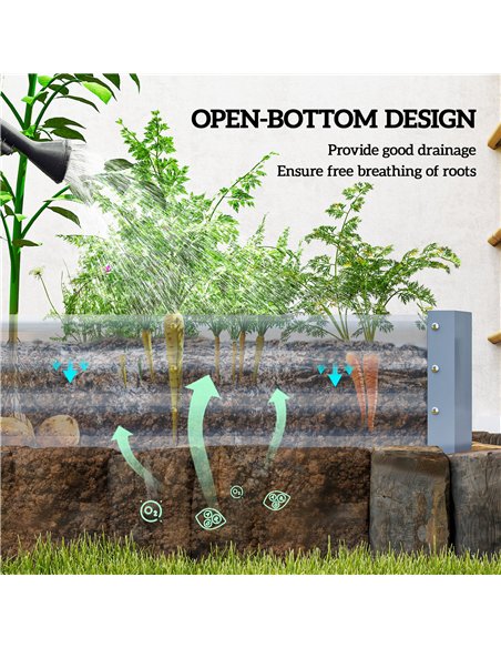 Outsunny 240 x 120cm Galvanised Steel Open Planter - Silver - pic 178256 | FastDaddyshop