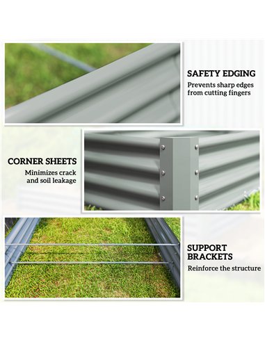 Outsunny 240 x 120cm Galvanised Steel Open Planter - Silver