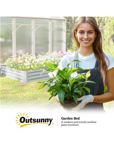 Outsunny 240 x 120cm Galvanised Steel Open Planter - Silver