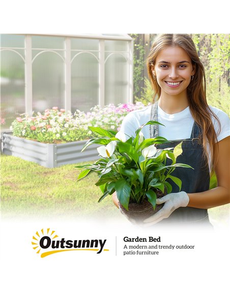Outsunny 240 x 120cm Galvanised Steel Open Planter - Silver - pic 178259 | FastDaddyshop