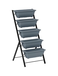 Outsunny 5-Tier Raised Garden Bed, Vertical Ladder Plant Stand with 5 Removable Boxes, Drainage Holes and Plugs, Indoor Outdoor 