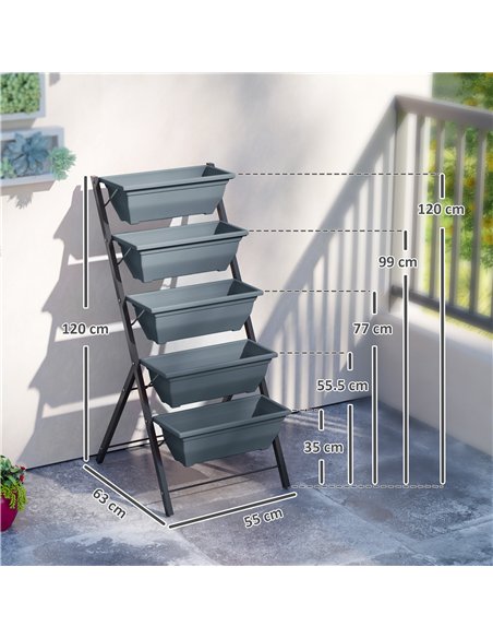 Outsunny 5-Tier Raised Garden Bed, Vertical Ladder Plant Stand with 5 Removable Boxes, Drainage Holes and Plugs, Indoor Outdoor  - pic 178262 | FastDaddyshop