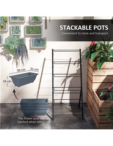 Outsunny 5-Tier Raised Garden Bed, Vertical Ladder Plant Stand with 5 Removable Boxes, Drainage Holes and Plugs, Indoor Outdoor 