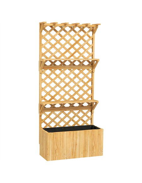 Outsunny 52L Wooden Planter, with Trellis and Shelves - Natural Finish - pic 178269 | FastDaddyshop