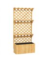 Outsunny 52L Wooden Planter, with Trellis and Shelves - Natural Finish