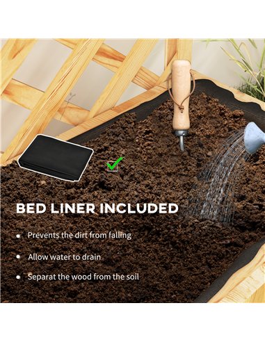 Outsunny 52L Wooden Planter, with Trellis and Shelves - Natural Finish