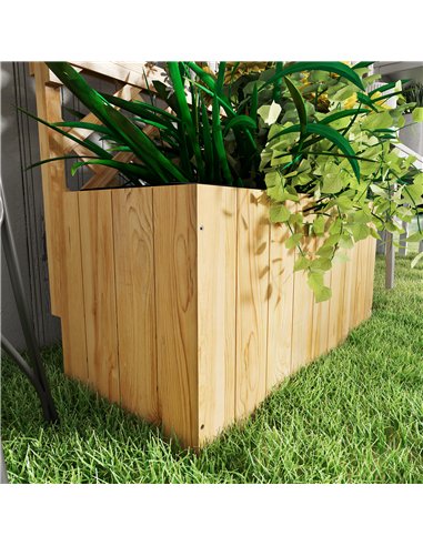 Outsunny 52L Wooden Planter, with Trellis and Shelves - Natural Finish