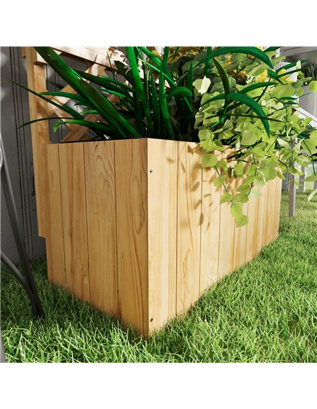 Outsunny 52L Wooden Planter, with Trellis and Shelves - Natural Finish - pic 178276 | FastDaddyshop