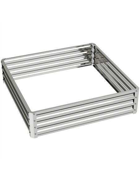 Outsunny Square Raised Garden Bed Box with Weatherized Steel Frame for Vegetables, Flowers, & Herbs, 120 x 120 x 30cm, Silver To - pic 178278 | FastDaddyshop