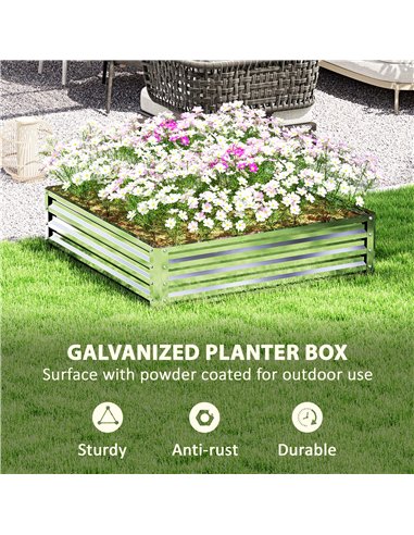 Outsunny Square Raised Garden Bed Box with Weatherized Steel Frame for Vegetables, Flowers, & Herbs, 120 x 120 x 30cm, Silver To