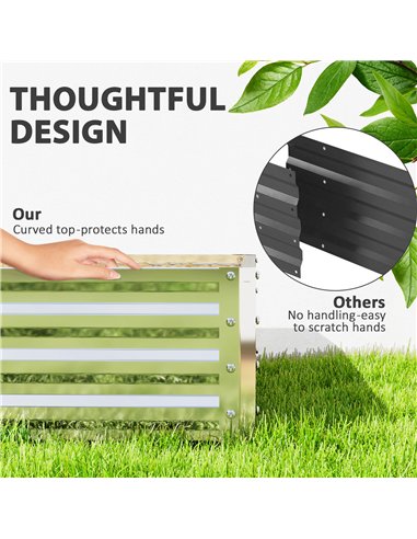 Outsunny Square Raised Garden Bed Box with Weatherized Steel Frame for Vegetables, Flowers, & Herbs, 120 x 120 x 30cm, Silver To