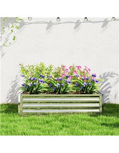 Outsunny Square Raised Garden Bed Box with Weatherized Steel Frame for Vegetables, Flowers, & Herbs, 120 x 120 x 30cm, Silver To