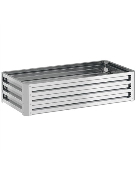 Outsunny Raised Beds for Garden, Galvanized Outdoor Planters, for Herbs and Vegetables, Use for Patio, Backyard, Balcony, Silver - pic 178287 | FastDaddyshop