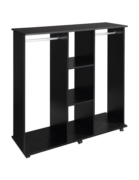 HOMCOM Double Mobile Open Wardrobe With Clothes Hanging Rails Storage Shelves Organizer Bedroom Furniture - Black - pic 17829 | FastDaddyshop
