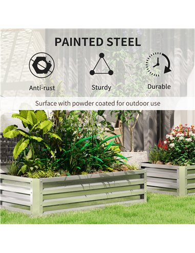Outsunny Raised Beds for Garden, Galvanized Outdoor Planters, for Herbs and Vegetables, Use for Patio, Backyard, Balcony, Silver
