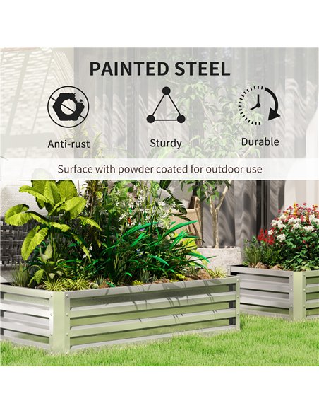 Outsunny Raised Beds for Garden, Galvanized Outdoor Planters, for Herbs and Vegetables, Use for Patio, Backyard, Balcony, Silver - pic 178290 | FastDaddyshop
