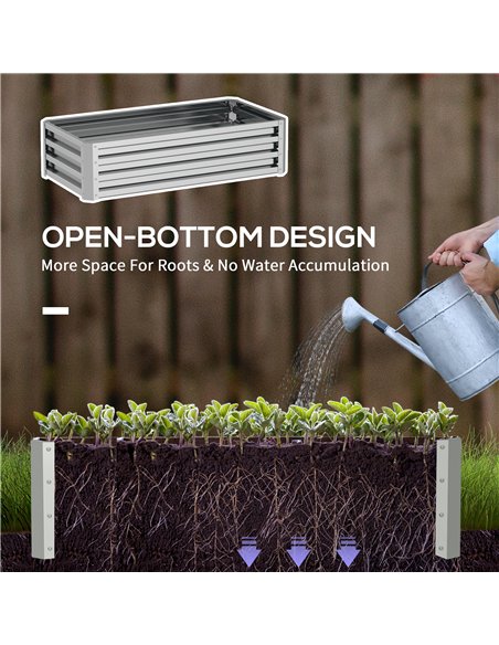 Outsunny Raised Beds for Garden, Galvanized Outdoor Planters, for Herbs and Vegetables, Use for Patio, Backyard, Balcony, Silver - pic 178291 | FastDaddyshop