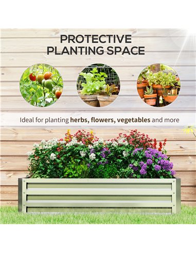 Outsunny Raised Beds for Garden, Galvanized Outdoor Planters, for Herbs and Vegetables, Use for Patio, Backyard, Balcony, Silver