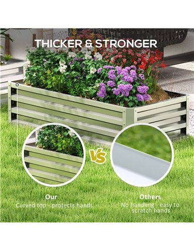 Outsunny Raised Beds for Garden, Galvanized Outdoor Planters, for Herbs and Vegetables, Use for Patio, Backyard, Balcony, Silver