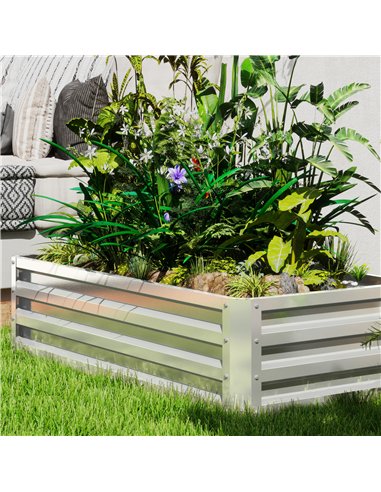 Outsunny Raised Beds for Garden, Galvanized Outdoor Planters, for Herbs and Vegetables, Use for Patio, Backyard, Balcony, Silver