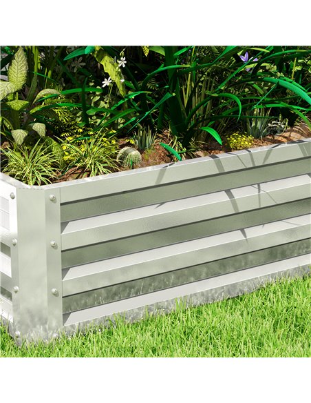 Outsunny Raised Beds for Garden, Galvanized Outdoor Planters, for Herbs and Vegetables, Use for Patio, Backyard, Balcony, Silver - pic 178295 | FastDaddyshop