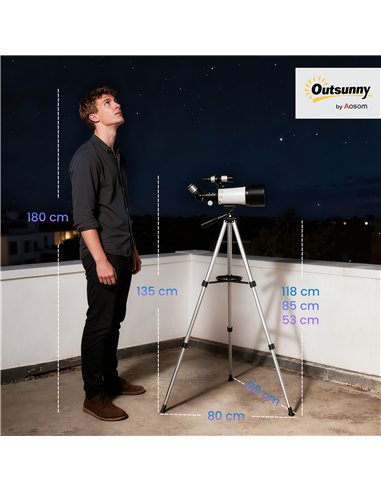 Outsunny Astronomy Telescope for Adults and Beginners with 70 mm Aperture, Carry Bag, White