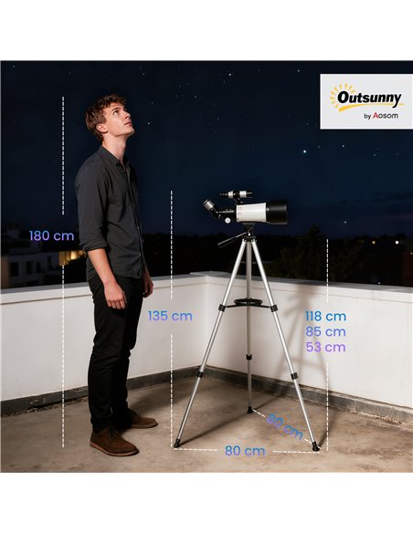 Outsunny Astronomy Telescope for Adults and Beginners with 70 mm Aperture, Carry Bag, White - pic 178298 | FastDaddyshop