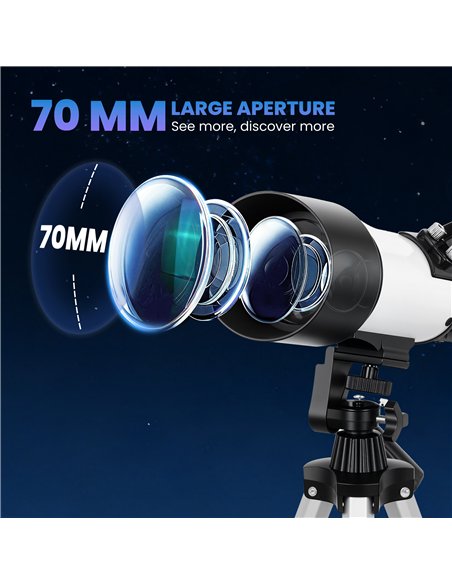 Outsunny Astronomy Telescope for Adults and Beginners with 70 mm Aperture, Carry Bag, White - pic 178299 | FastDaddyshop