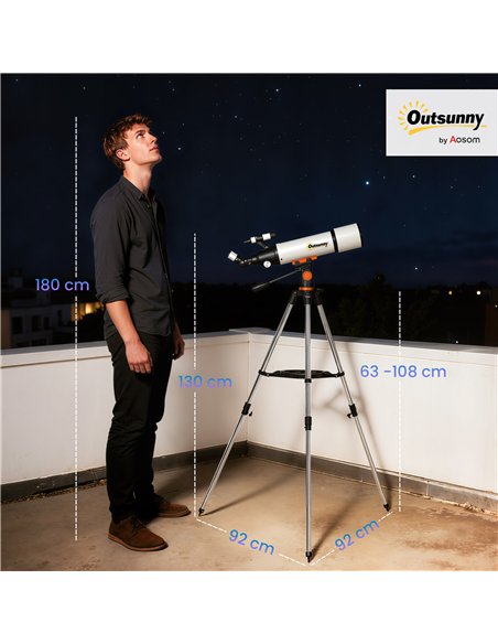 Outsunny Astronomy Telescope for Adults and Beginners with 80 mm Aperture, Carry Bag, White - pic 178307 | FastDaddyshop