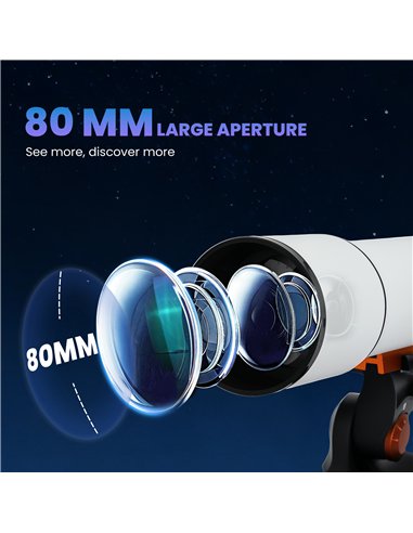 Outsunny Astronomy Telescope for Adults and Beginners with 80 mm Aperture, Carry Bag, White