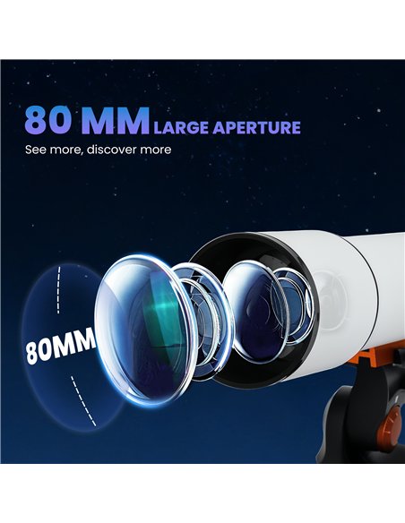 Outsunny Astronomy Telescope for Adults and Beginners with 80 mm Aperture, Carry Bag, White - pic 178308 | FastDaddyshop