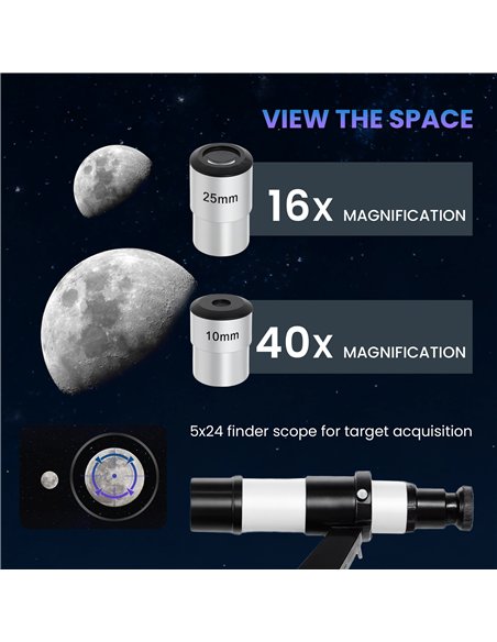 Outsunny Astronomy Telescope for Adults and Beginners with 80 mm Aperture, Carry Bag, White - pic 178309 | FastDaddyshop