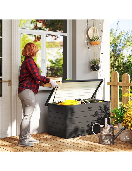 Outsunny 311L Galvanised Steel Garden Storage Box - Dark Grey - pic 178315 | FastDaddyshop