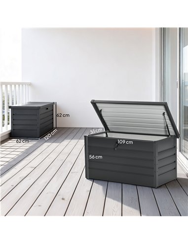 Outsunny 311L Galvanised Steel Garden Storage Box - Dark Grey