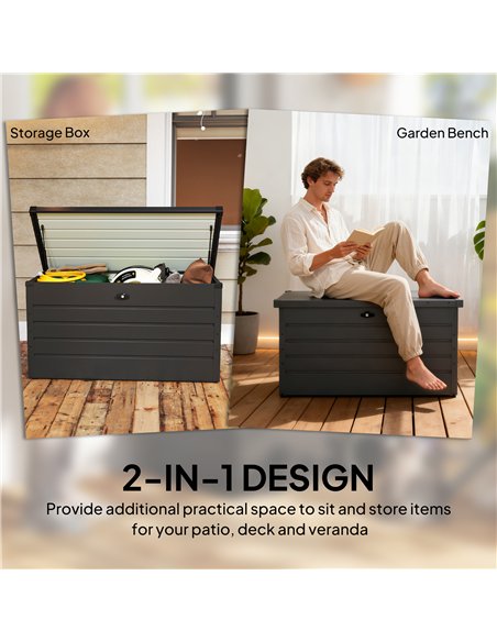 Outsunny 311L Galvanised Steel Garden Storage Box - Dark Grey - pic 178317 | FastDaddyshop