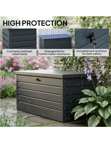 Outsunny 311L Galvanised Steel Garden Storage Box - Dark Grey - pic 178319 | FastDaddyshop
