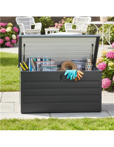 Outsunny 311L Galvanised Steel Garden Storage Box - Dark Grey