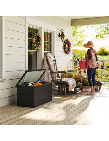 Outsunny 311L Galvanised Steel Garden Storage Box - Dark Grey - pic 178321 | FastDaddyshop