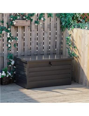 Outsunny 311L Galvanised Steel Garden Storage Box - Dark Grey